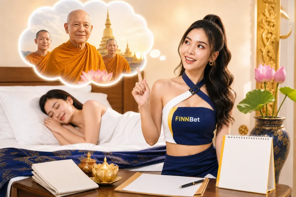 หญิงไทยกำลังนอนหลับในฉากความฝันเกี่ยวกับทำนายฝันเห็นพระ